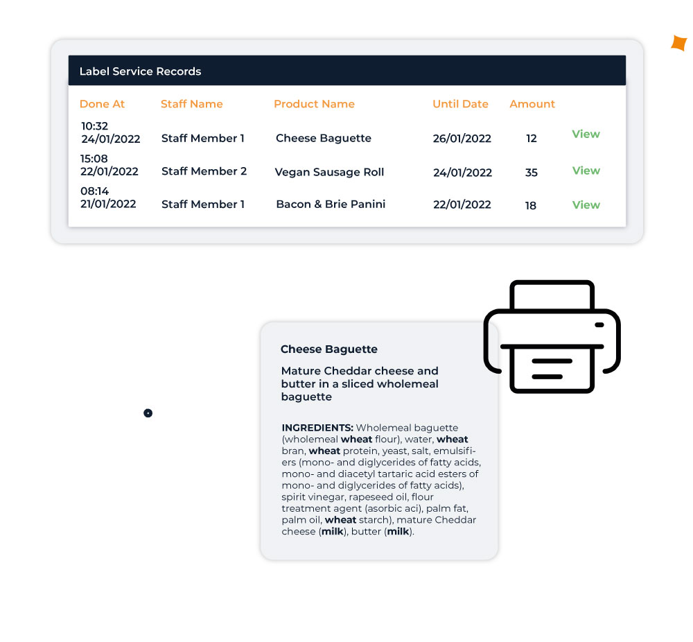 Allergen label - what you can see on our software
