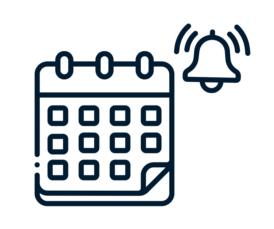 Icon showing an automated reminder in a calendar